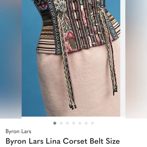 Byron Lars Beauty Mark Lina Corset Belt NWT • Size S • Multicolor Floral/Stripe - Picture 3 of 3